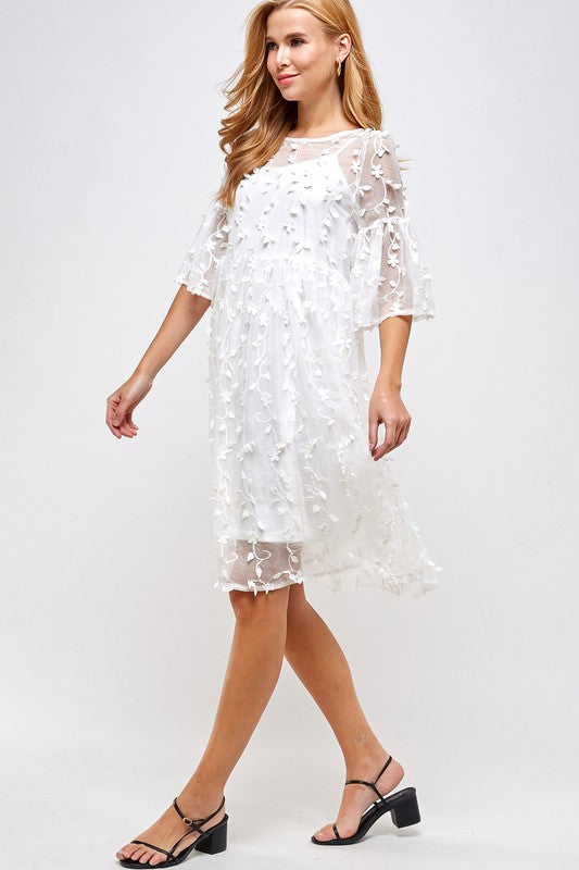 speedy damier louis vuitton - lace dress - white in winter