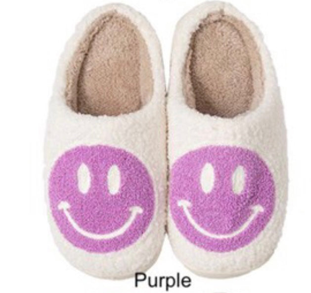 Fuzzy Smiley Slippers