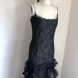 Vintage Angel Sanchez Black Lace Evening Gown Sz 2