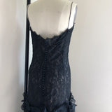 Vintage Angel Sanchez Black Lace Evening Gown Sz 2