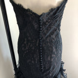 Vintage Angel Sanchez Black Lace Evening Gown Sz 2